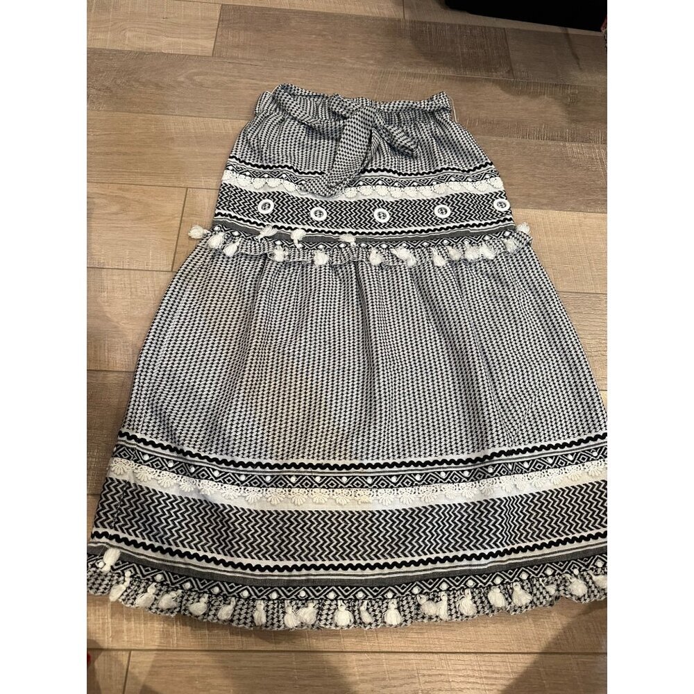 CHELSEA & VIOLET WOMENS BLACK AND WHITE MAXI SKIRT SMALL